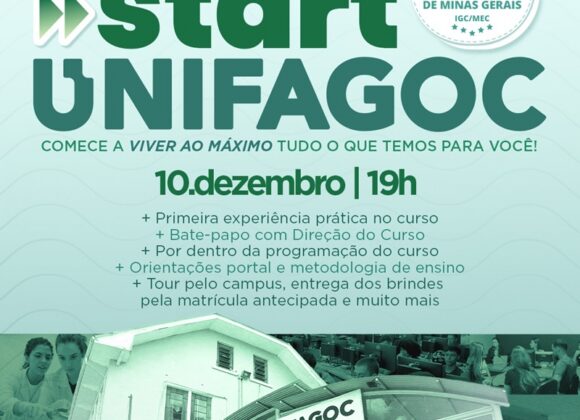 Start UNIFAGOC acontece na próxima quarta-feira (10) com programação especial para calouros e candidatos
