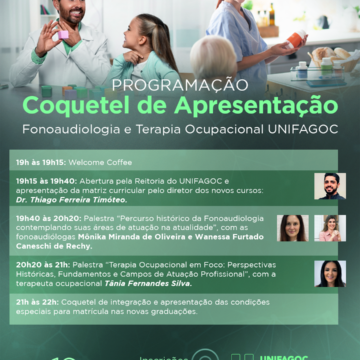 UNIFAGOC realiza coquetel de apresentação dos novos cursos de Fonoaudiologia e Terapia Ocupacional com palestras de profissionais da área; saiba como se inscrever