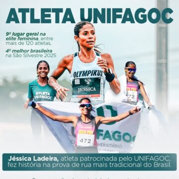 Atleta patrocinada pelo UNIFAGOC Jéssica Ladeira conquista resultado histórico na 100ª Corrida de São Silvestre