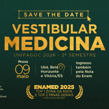 Inscrições abertas para o Vestibular de Medicina UNIFAGOC 2026-2; estude na TOP 1 Minas e TOP 5 Brasil