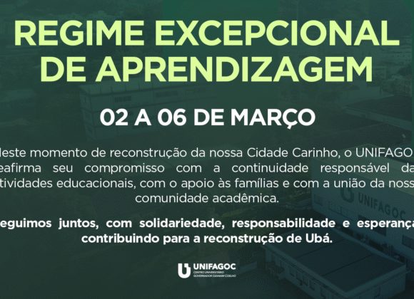 UNIFAGOC institui Regime Excepcional de Aprendizagem para continuidade das atividades educacionais após as fortes chuvas que atingiram Ubá