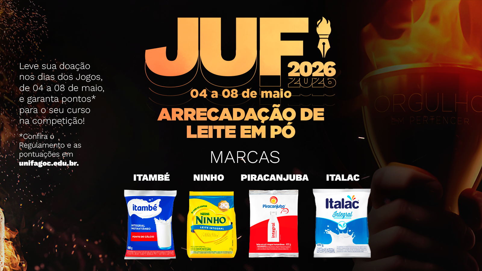Comissão Organizadora do JUF 2026 anuncia arrecadação de leite em pó como ação social da 7ª edição do evento