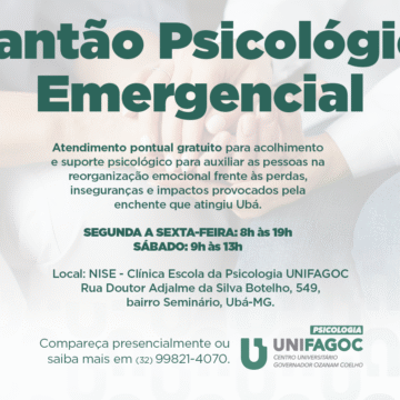 Clínica-Escola de Psicologia do UNIFAGOC oferece Plantão Psicológico Emergencial à comunidade