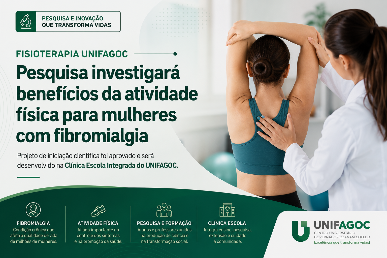 Pesquisa da Fisioterapia UNIFAGOC investigará benefícios da atividade física para mulheres com fibromialgia