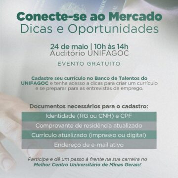 Conecte-se ao mercado: UNIFAGOC promove ação gratuita para preparação profissional com dicas e cadastro no Banco de Talentos
